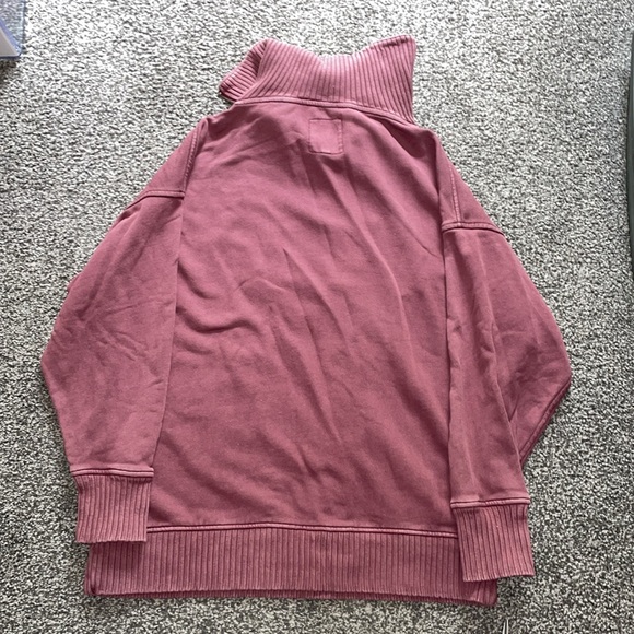 Aerie Oversized Cowl Neck 3/4 Zip Sweatshirt Maroon Size Medium - Picture 2 of 9